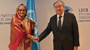 প্রধানমন্ত্রী শেখ হাসিনাকে অভিনন্দন জানিয়েছেন জাতিসংঘের মহাসচিব